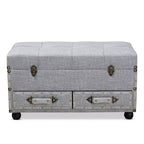 Flynn Baule Ottomana con 2 Cassetti in Tessuto Grigio/Nero - Baxton Studio