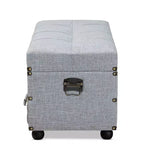 Flynn Baule Ottomana con 2 Cassetti in Tessuto Grigio/Nero - Baxton Studio