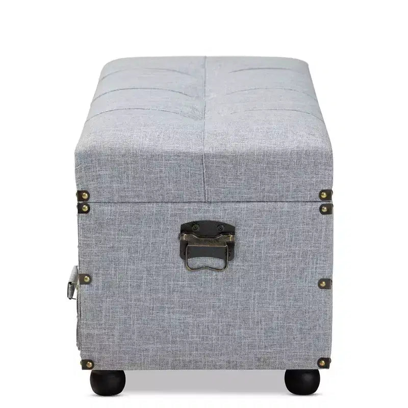 Flynn Baule Ottomana con 2 Cassetti in Tessuto Grigio/Nero - Baxton Studio
