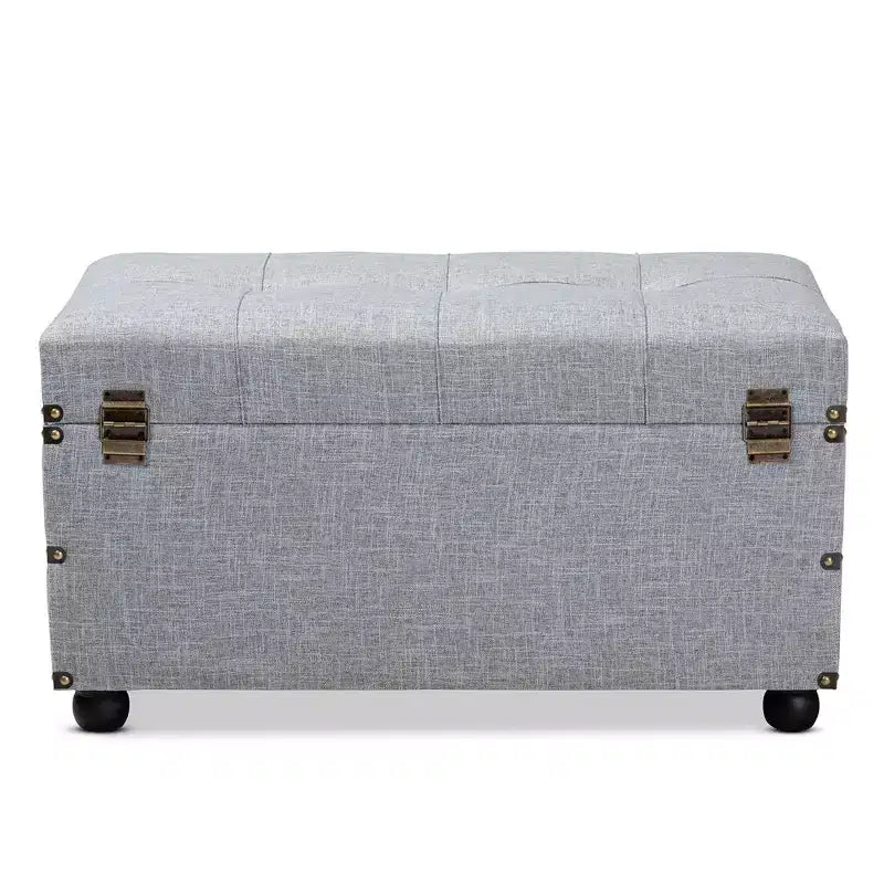 Flynn Baule Ottomana con 2 Cassetti in Tessuto Grigio/Nero - Baxton Studio