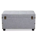 Flynn Baule Ottomana con 2 Cassetti in Tessuto Grigio/Nero - Baxton Studio