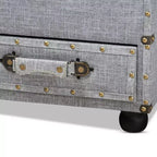 Flynn Baule Ottomana con 2 Cassetti in Tessuto Grigio/Nero - Baxton Studio