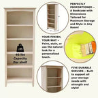 Libreria Shaker non finita 60"x24" - International Concepts: 5 ripiani, legno di gomma, schienale chiuso, ripiani regolabili
