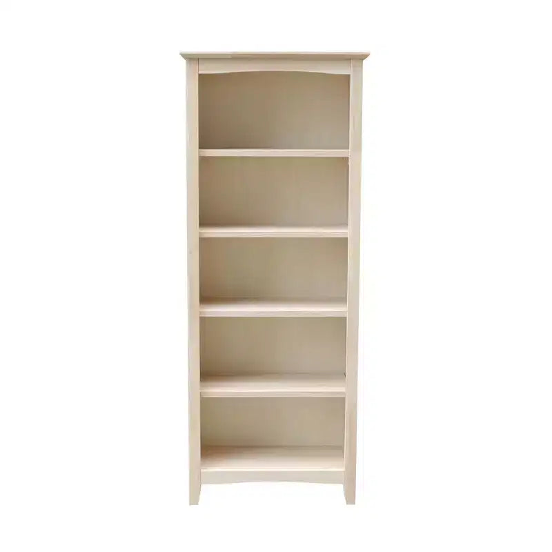 Libreria Shaker non finita 60"x24" - International Concepts: 5 ripiani, legno di gomma, schienale chiuso, ripiani regolabili