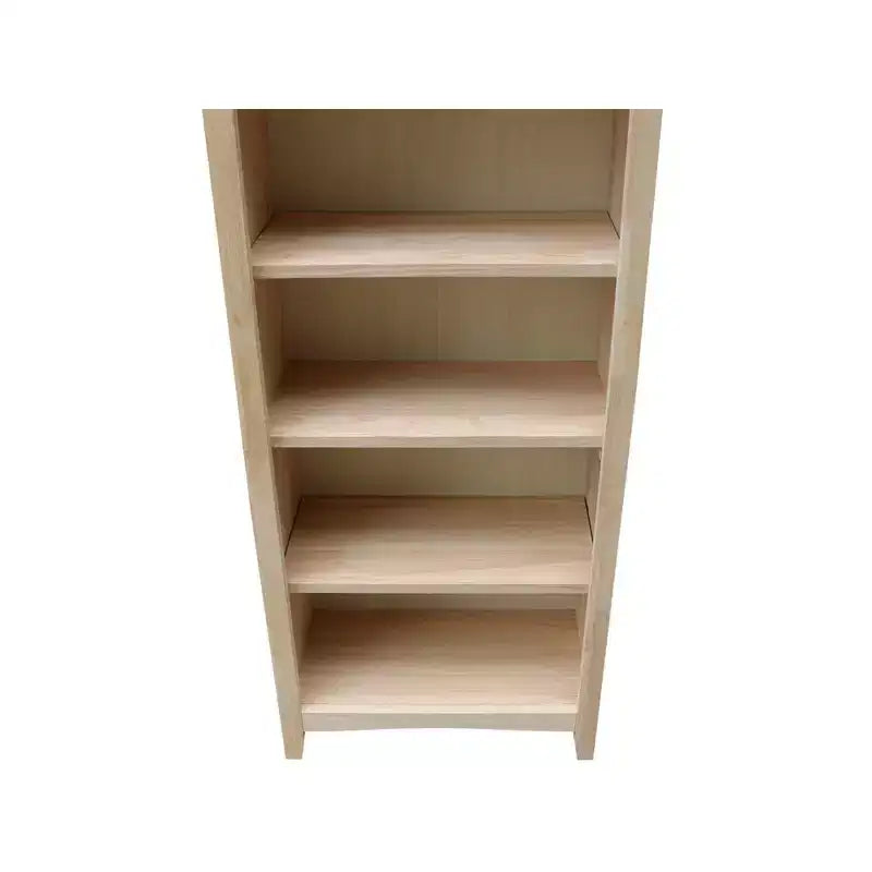 Libreria Shaker non finita 60"x24" - International Concepts: 5 ripiani, legno di gomma, schienale chiuso, ripiani regolabili