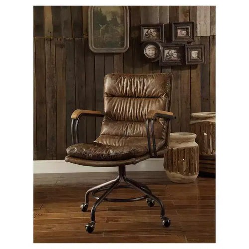 Acme Furniture Hedia Sedie da Lavoro e da Ufficio Marrone Cenere: Imbottite, Struttura in Metallo, Braccioli Fissi, Capacità 100 kg