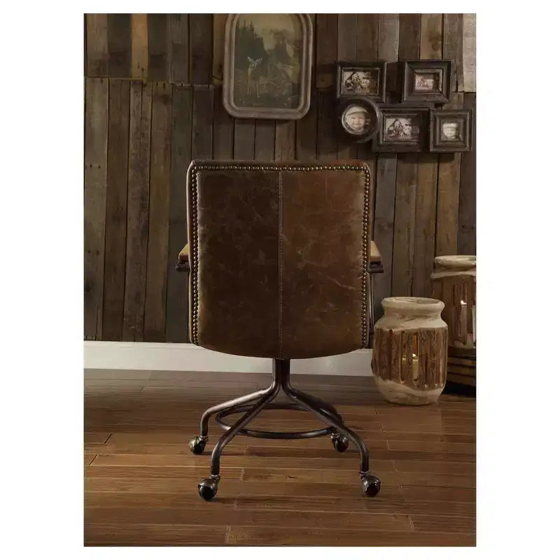 Acme Furniture Hedia Task and Office Chairs Ash Brown: Upholstered, Metal Frame, Fixed Arms, 220lb Capacity