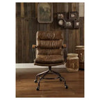 Acme Furniture Hedia Task and Office Chairs Ash Brown: Upholstered, Metal Frame, Fixed Arms, 220lb Capacity
