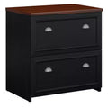 2 Drawer Fairview File Cabinet Antique Black - Bush Furniture: Lateral, Elegant Design, Cherry-Brown Top