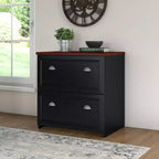 Classificatore a 2 cassetti Fairview Nero Antico - Bush Furniture: Laterale, Design Elegante, Top Marrone Ciliegio