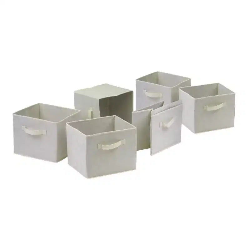 42.99" 7 pz. Set Verona Scaffale Portaoggetti con Cestini Pieghevoli in Tessuto Noce - Winsome: Moderno di Metà Secolo, Composito di Legno