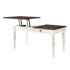 Joanna Lift Top Desk Ivory/Mocha - Steve Silver Co.: Farmhouse Style, Adjustable Height with Drawer