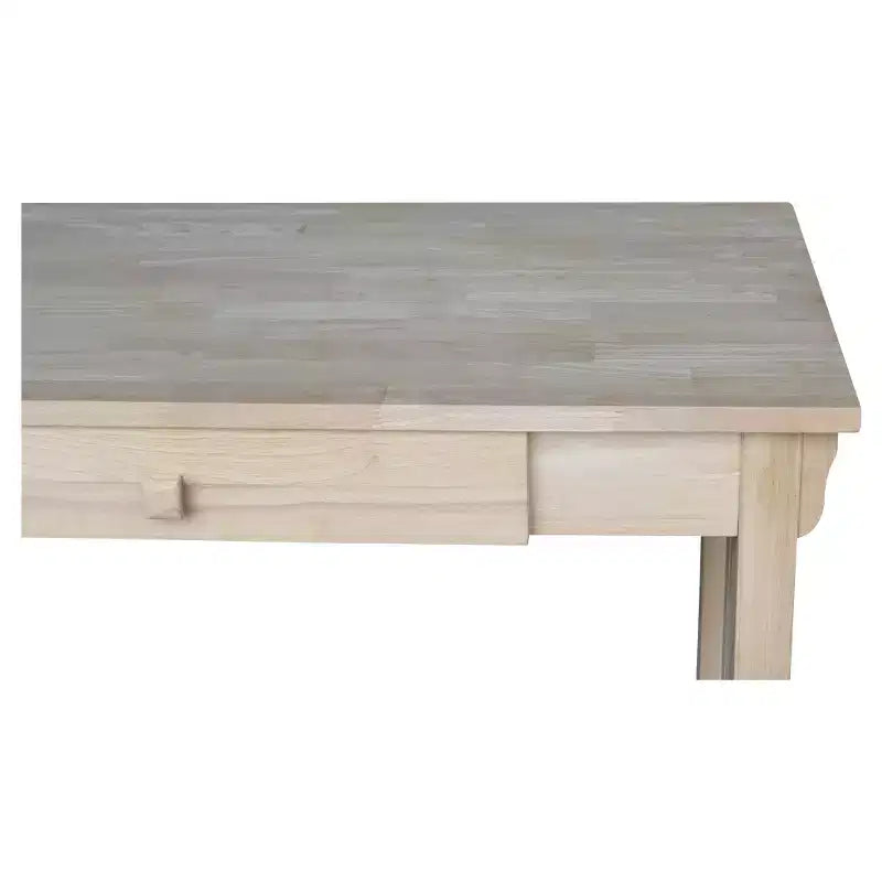 International Concepts Mission Desk with Drawer Unfinished: Mid-Century Modern Hardwood Office Workstation