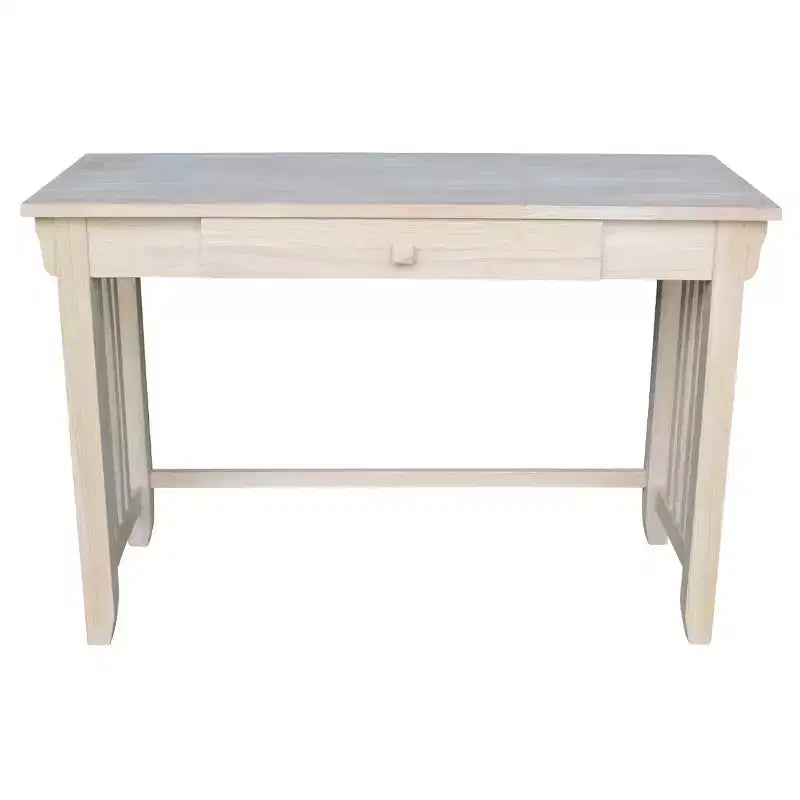 International Concepts Mission Desk with Drawer Unfinished: Mid-Century Modern Hardwood Office Workstation