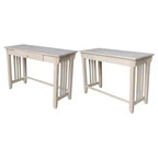International Concepts Mission Desk with Drawer Unfinished: Mid-Century Modern Hardwood Office Workstation