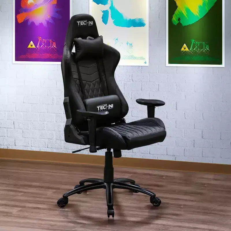 Ts-5100 Sedia da gioco ergonomica stile racer con schienale alto - Techni Sport: Girevole, regolabile