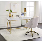 Scrivania Light Mane Bianco Lucido/Oro - Acme Furniture: 31" A, 2 Cassetti, Struttura in Metallo, 47" L