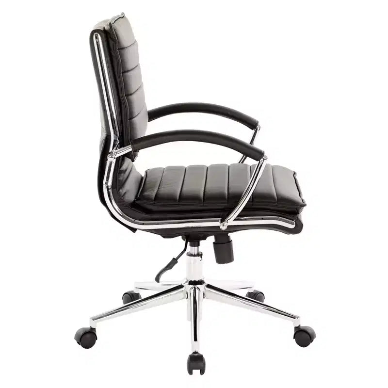 Sedia da ufficio manageriale a schienale medio in similpelle con blocco dell'inclinazione, supporto lombare - OSP Home Furnishings