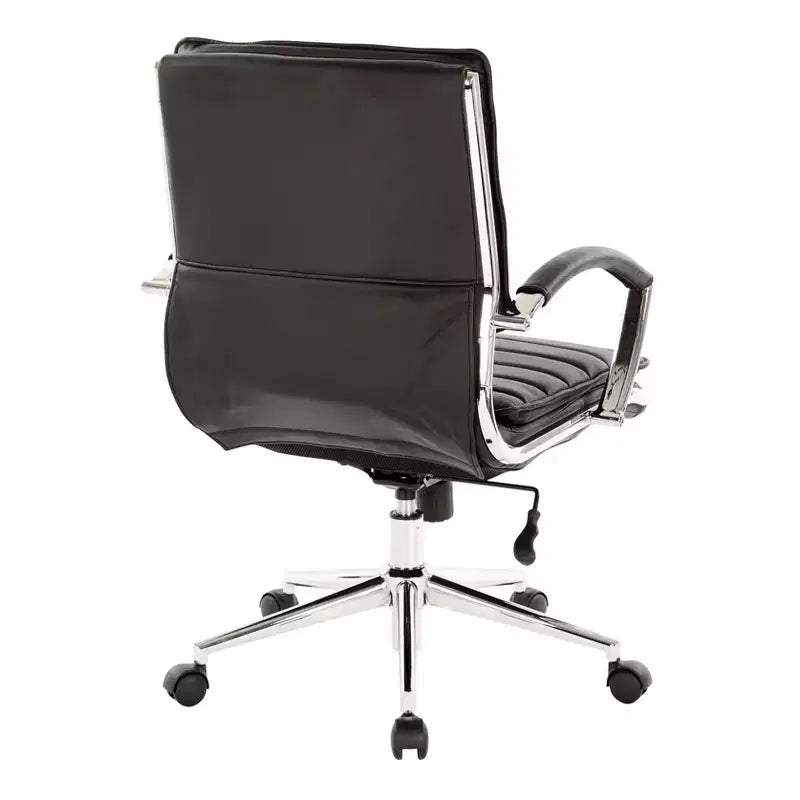 Sedia da ufficio manageriale a schienale medio in similpelle con blocco dell'inclinazione, supporto lombare - OSP Home Furnishings