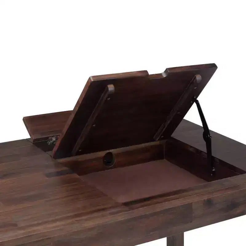 Scrivania Garret da 60" marrone anticato - WyndenHall: acacia massiccia, presa USB, vano con ripiani