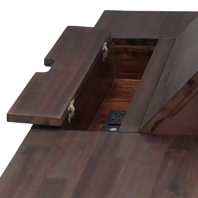 Scrivania Garret da 60" marrone anticato - WyndenHall: acacia massiccia, presa USB, vano con ripiani