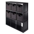 40.08" 7pc Timothy Storage Shelf with Baskets Black/Chocolate - Winsome: Transitional Style, Wood Composite, No Tools Assembly