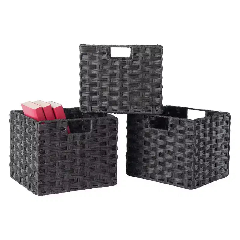 40.08" 7pc Timothy Storage Shelf with Baskets Black/Chocolate - Winsome: Transitional Style, Wood Composite, No Tools Assembly
