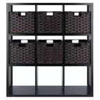 40.08" 7pc Timothy Storage Shelf with Baskets Black/Chocolate - Winsome: Transitional Style, Wood Composite, No Tools Assembly