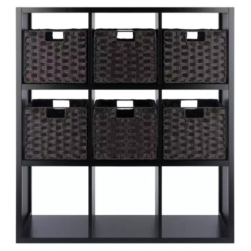 40,08" 7pz Scaffale portaoggetti Timothy con cestini Nero/Cioccolato - Winsome: Stile Transizionale, Composito Legno, Montaggio senza attrezzi
