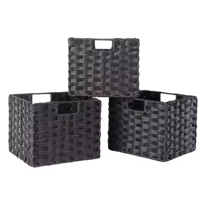 40.08" 7pc Timothy Storage Shelf with Baskets Black/Chocolate - Winsome: Transitional Style, Wood Composite, No Tools Assembly