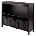 30" 4pc Terrace Storage Shelf with 3 Small Baskets Espresso/Chocolate - Winsome: Home Office Display
