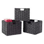30" 4pc Terrace Storage Shelf with 3 Small Baskets Espresso/Chocolate - Winsome: Home Office Display