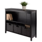 30" 4pc Terrace Storage Shelf with 3 Small Baskets Espresso/Chocolate - Winsome: Home Office Display