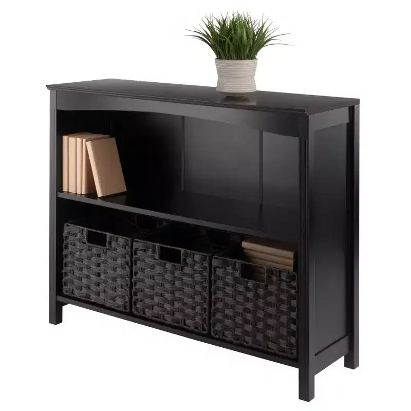 30" 4pc Terrace Storage Shelf with 3 Small Baskets Espresso/Chocolate - Winsome: Home Office Display