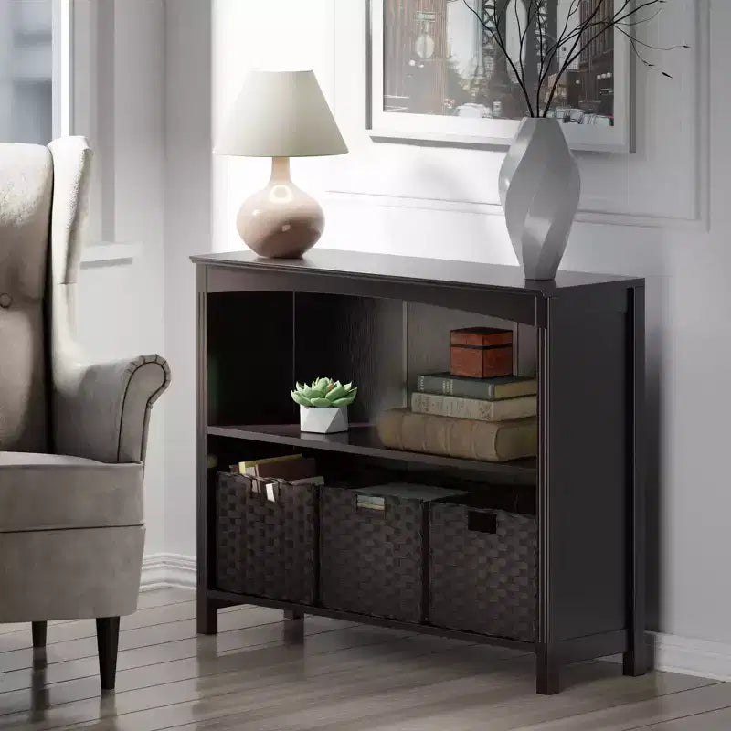 30" 4pc Terrace Storage Shelf with 3 Small Baskets Espresso/Chocolate - Winsome: Home Office Display