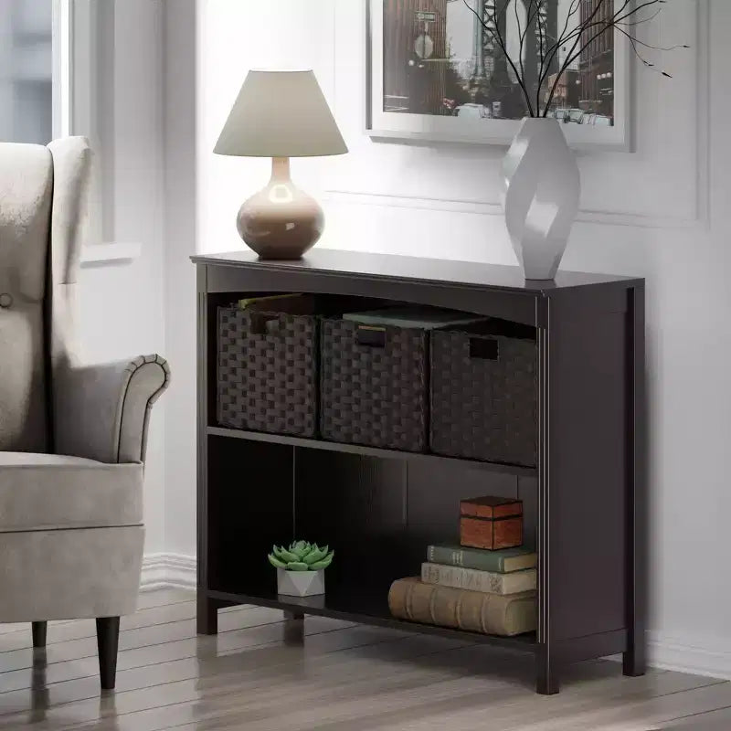 30" 4pc Terrace Storage Shelf with 3 Small Baskets Espresso/Chocolate - Winsome: Home Office Display