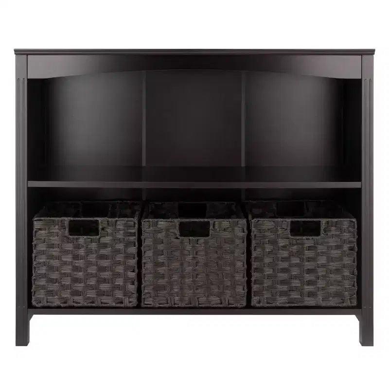 30" 4pc Terrace Storage Shelf with 3 Small Baskets Espresso/Chocolate - Winsome: Home Office Display