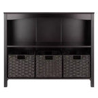 30" 4pc Terrace Storage Shelf with 3 Small Baskets Espresso/Chocolate - Winsome: Home Office Display