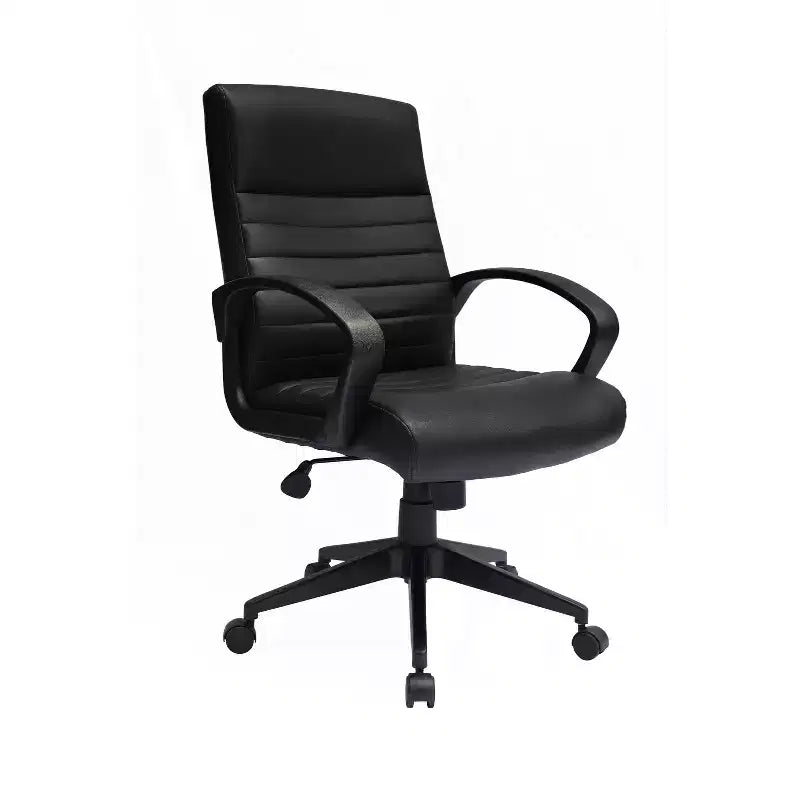 Boss Office Products Ribbed Back Task Chair Black : Ergonomic with Lumbar Support, Adjustable Height & Fixed Arms