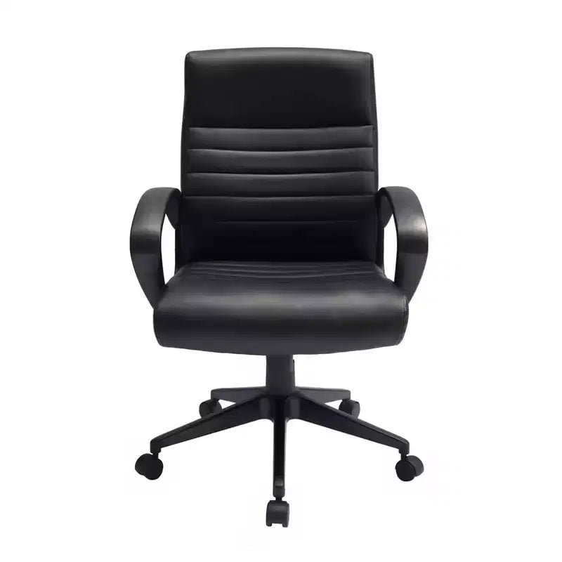 Sedia da ufficio Boss Office Products con schienale a coste, nera: ergonomica con supporto lombare, altezza regolabile e braccioli fissi