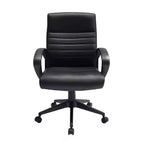 Sedia da ufficio Boss Office Products con schienale a coste, nera: ergonomica con supporto lombare, altezza regolabile e braccioli fissi