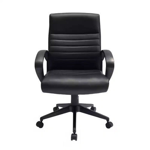 Sedia da ufficio Boss Office Products con schienale a coste, nera: ergonomica con supporto lombare, altezza regolabile e braccioli fissi