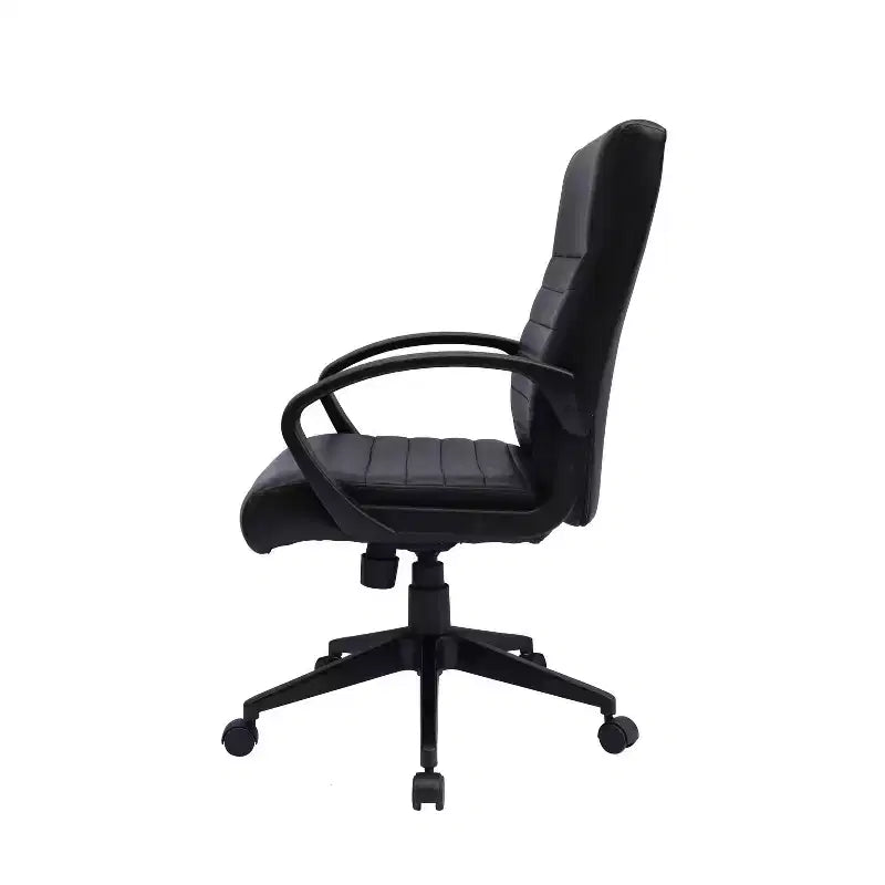Sedia da ufficio Boss Office Products con schienale a coste, nera: ergonomica con supporto lombare, altezza regolabile e braccioli fissi