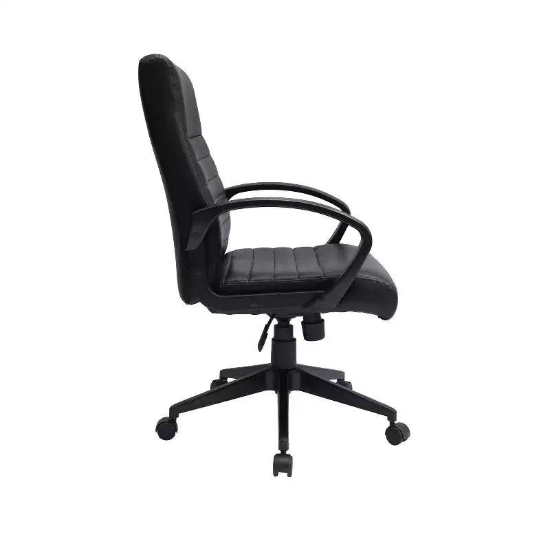 Sedia da ufficio Boss Office Products con schienale a coste, nera: ergonomica con supporto lombare, altezza regolabile e braccioli fissi