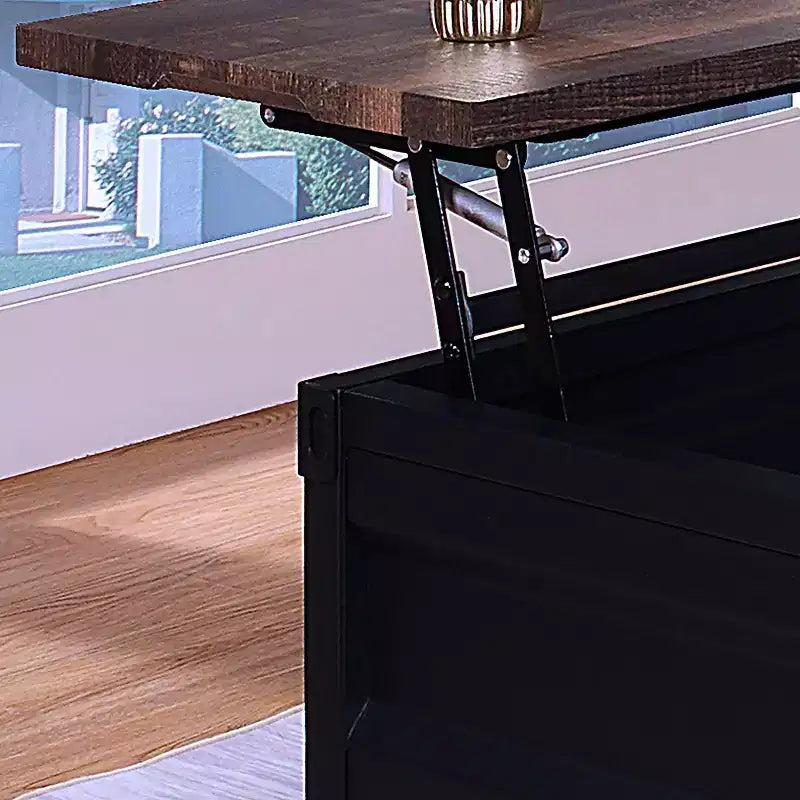 Tavolino da caffè Stradone con piano sollevabile Nero/Noce - HOMES: Inside + Out: Stile industriale, Forma rettangolare, Base in metallo