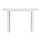 Modern Rectangular Faux Marble Console Table - Stone, Brushed Stainless Steel - Zm Home