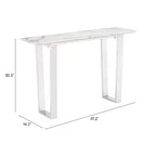 Modern Rectangular Faux Marble Console Table - Stone, Brushed Stainless Steel - Zm Home