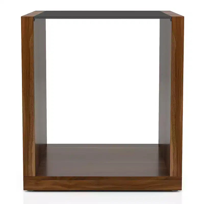 Glena Tempered Glass Insert End Table Dark Walnut - miBasics