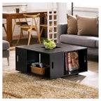 Roseline Modern Crate Box Inspired Coffee Table Espresso - HOMES: Inside + Out: Square Design, Movable, Storage Compartments