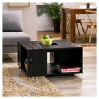 Roseline Modern Crate Box Inspired Coffee Table Espresso - HOMES: Inside + Out: Square Design, Movable, Storage Compartments